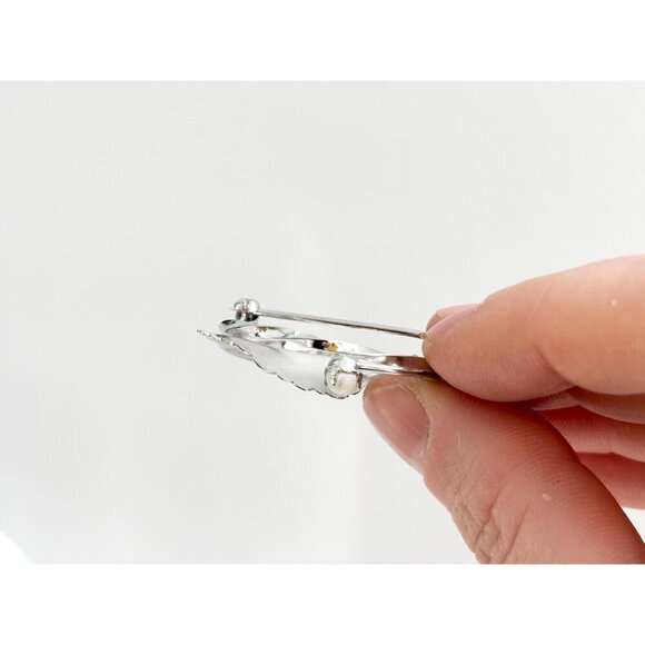 40s Vintage C.R. Co. Art Deco Faux Pearl Foliage Openwork Sterling Silver Brooch - Picture 7 of 10